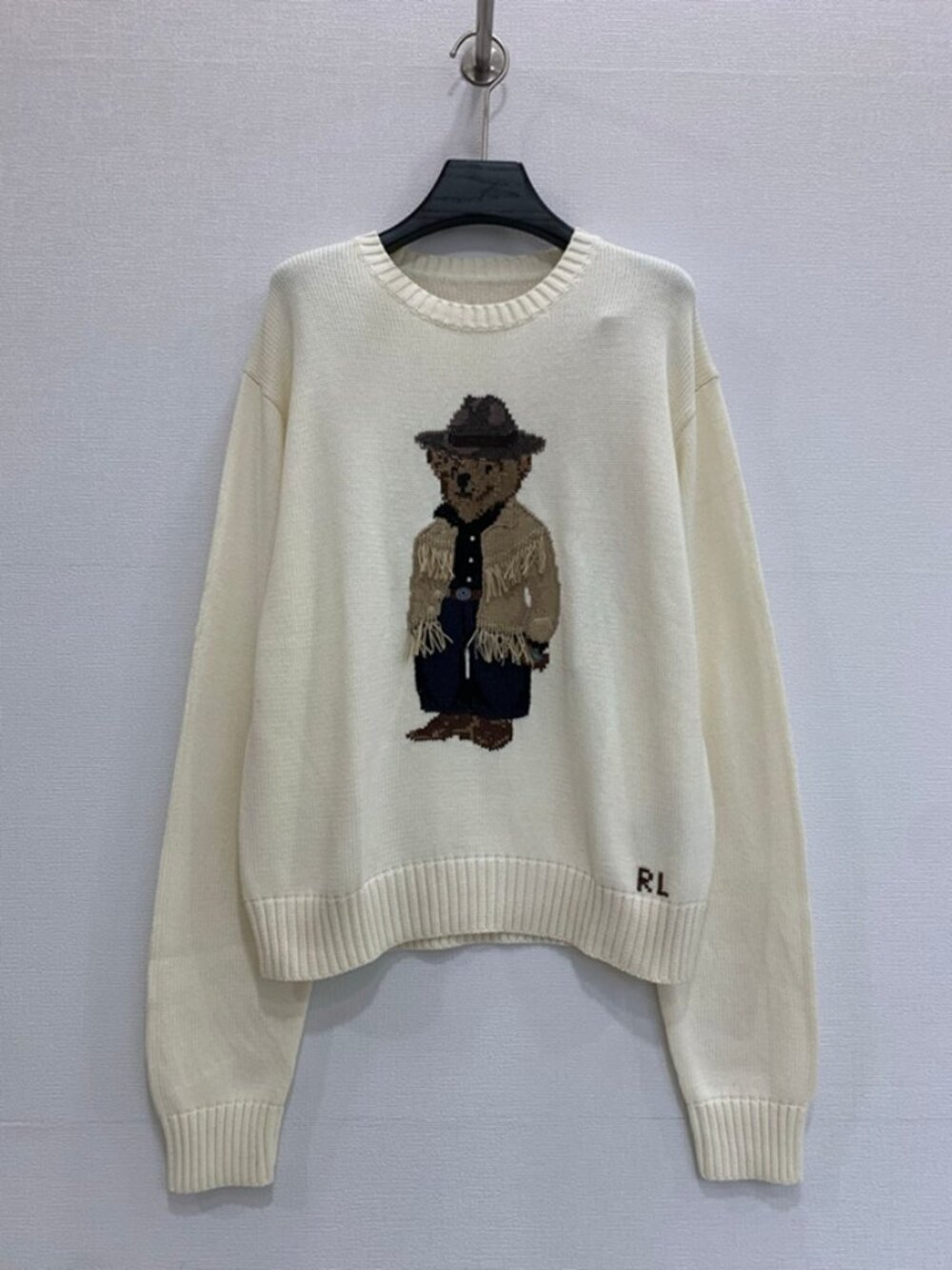 Polo Ralph Lauren Western Cowboy Polo Bear Cream Crewneck Sweater
